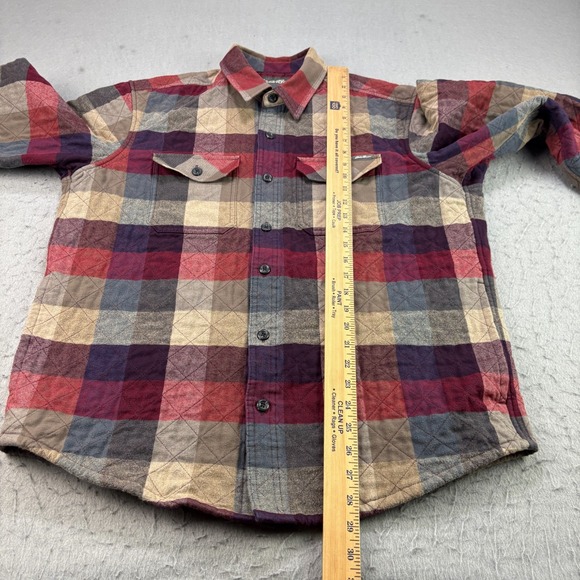 Eddie Bauer Flannel Shirt Mens Large Red‎ Plaid Quilted Shacket Outdoor Lined - Picture 11 of 14